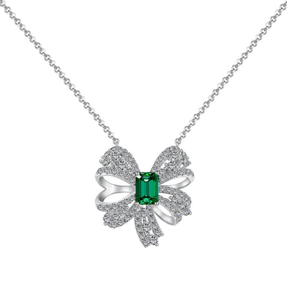 Elegant Zirconia Bow Necklace