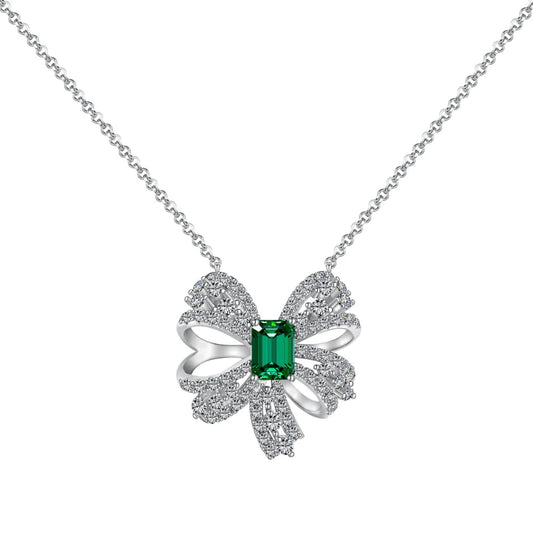Elegant Zirconia Bow Necklace
