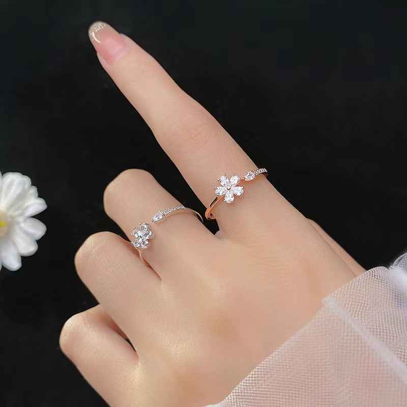 Sparkling Petal Flower Ring