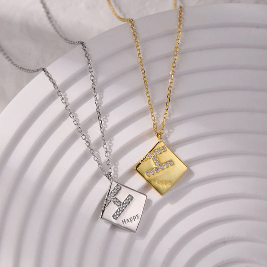 Modern Square "H" Initial Necklace

