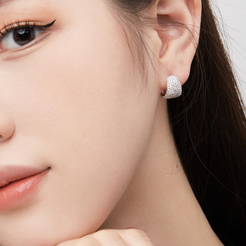 Cubic Zirconia Pave Chunky Hoops

