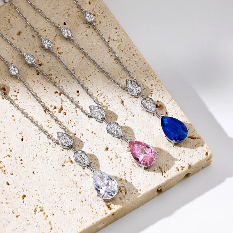 Blue Pink Pendant Necklace