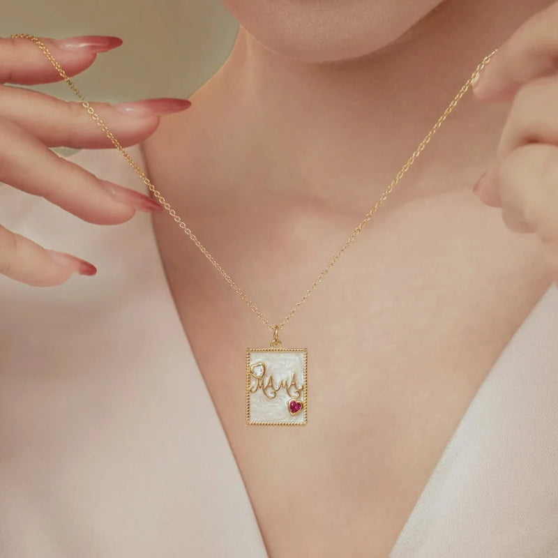 Delicate Mama Charm with Pink and Clear Hearts

