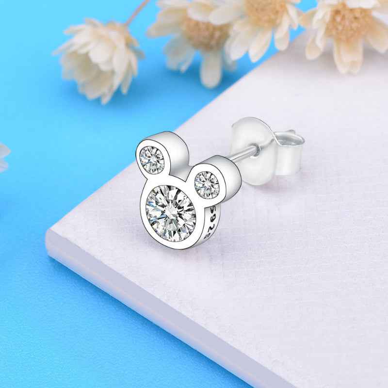 Silver Rhinestone Mickey Earrings