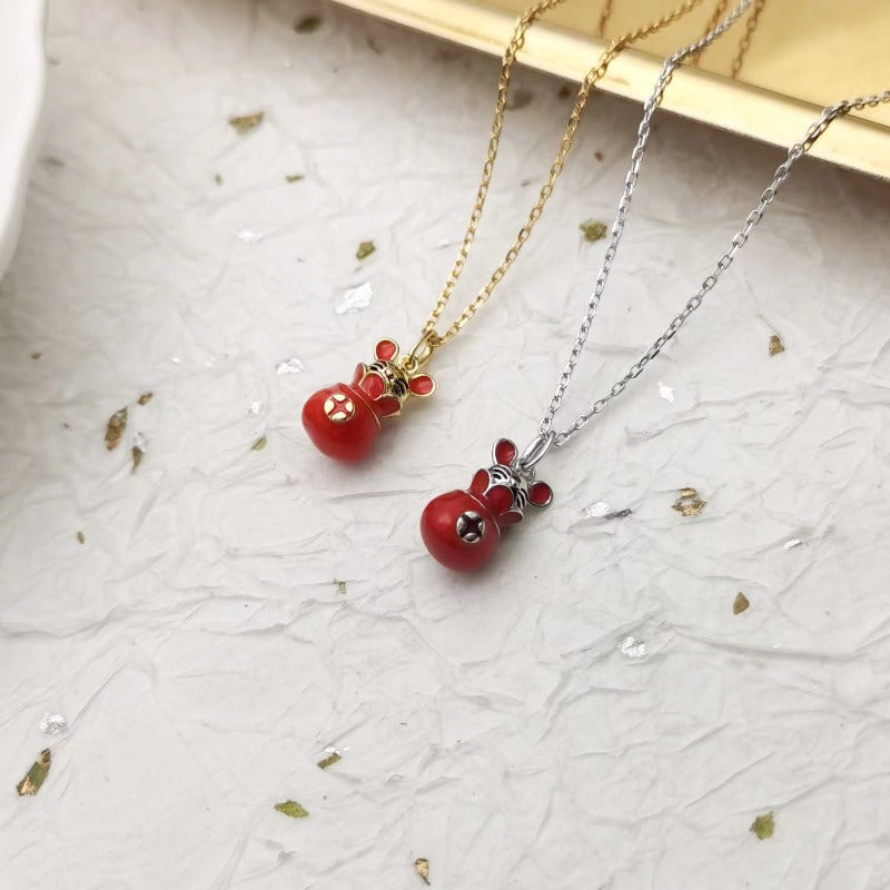 Silver Chain with Enamel Mouse Pendant


