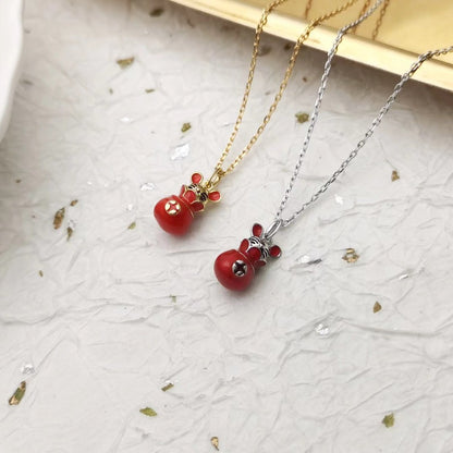 Silver Chain with Enamel Mouse Pendant

