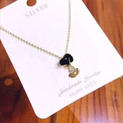 diamond snoopy necklace gold