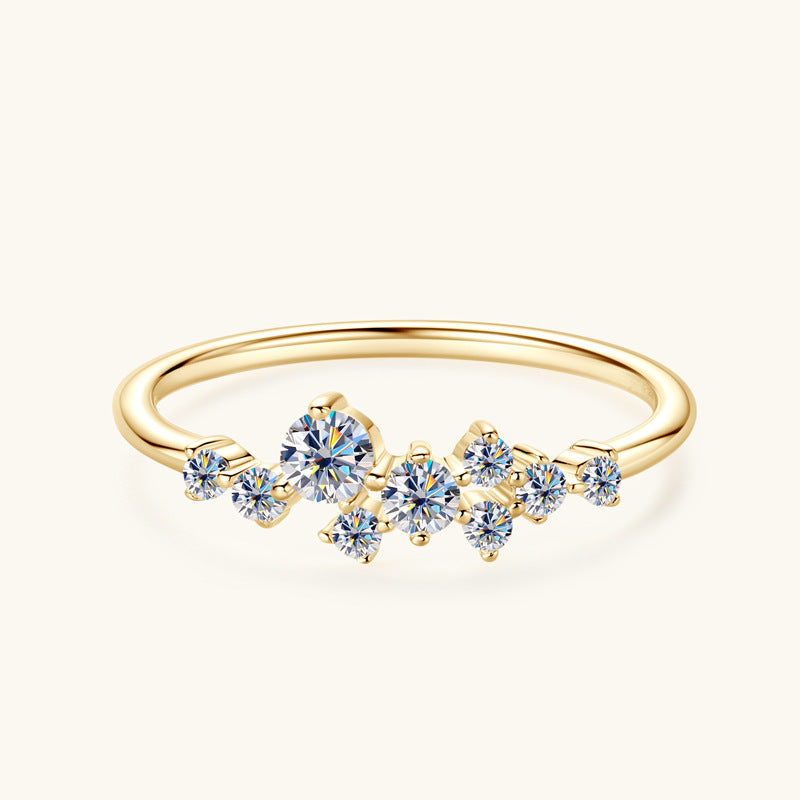 Sparkling Moissanite Floral Cluster Ring

