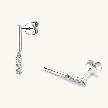 925 Silver Gold Tone Moissanite Bar Dangles

