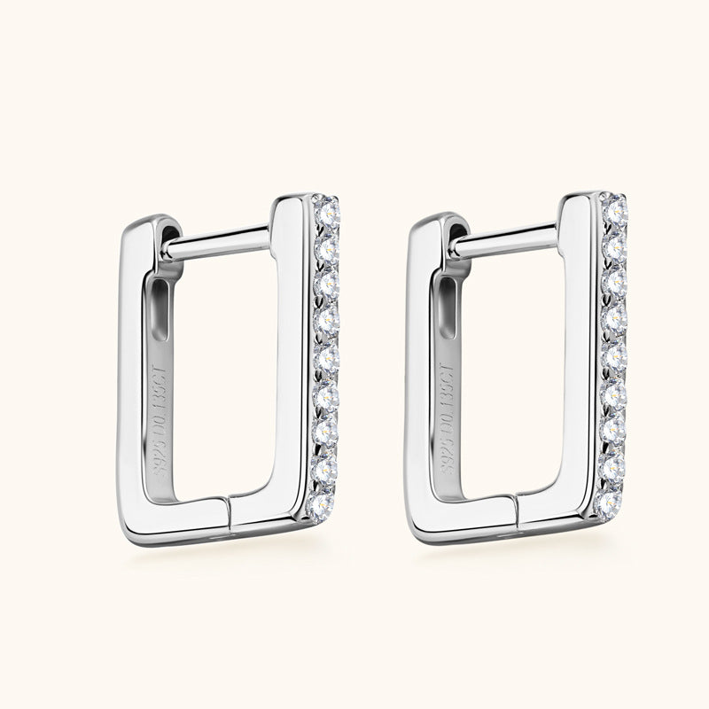 Pave Moissanite Square Hoops