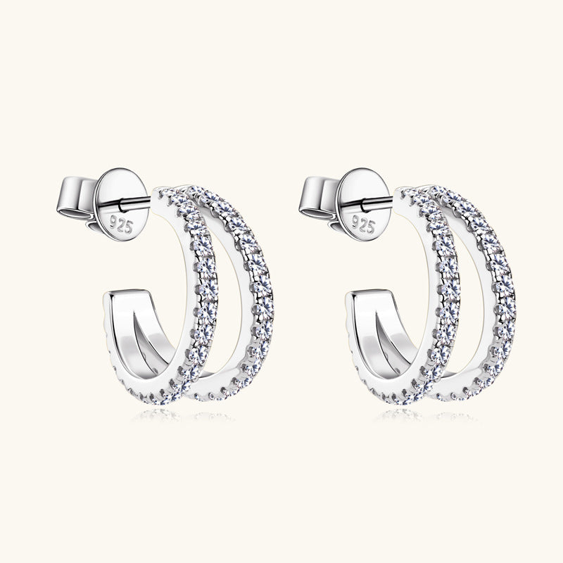 3EX Cut Moissanite Pave Half Hoops

