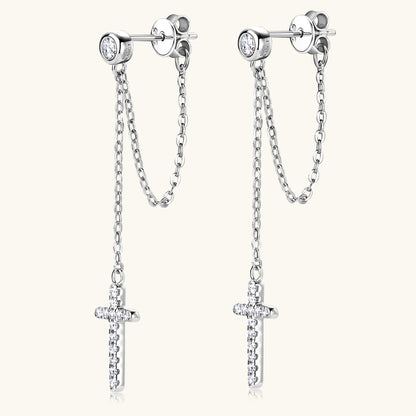 3EX Cut Moissanite Cross Chain Studs

