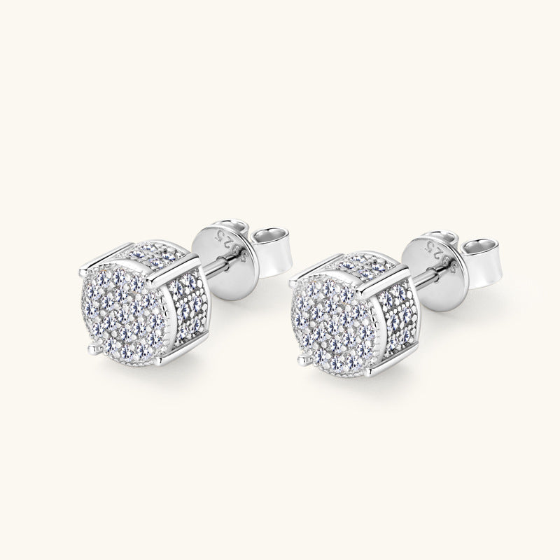 3EX Cut Moissanite Round Cluster Earrings

