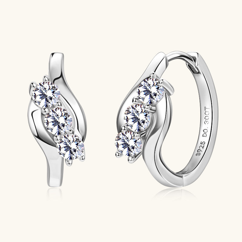 3EX Cut Moissanite Round Cluster Earrings