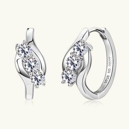 3EX Cut Moissanite Round Cluster Earrings