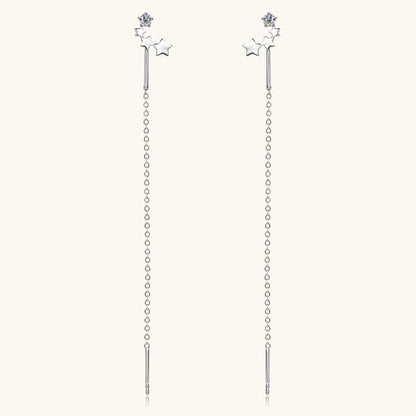 3EX Cut Moissanite Long Chain Earrings

