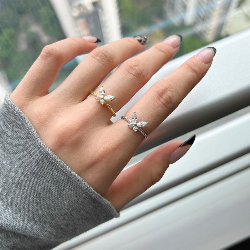 Crystal Butterfly Adjustable Ring

