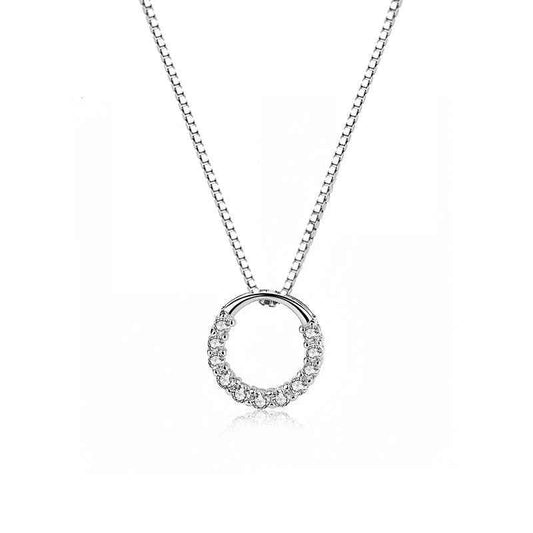 925 sterling silver Sparkling Circle Pendant Necklace