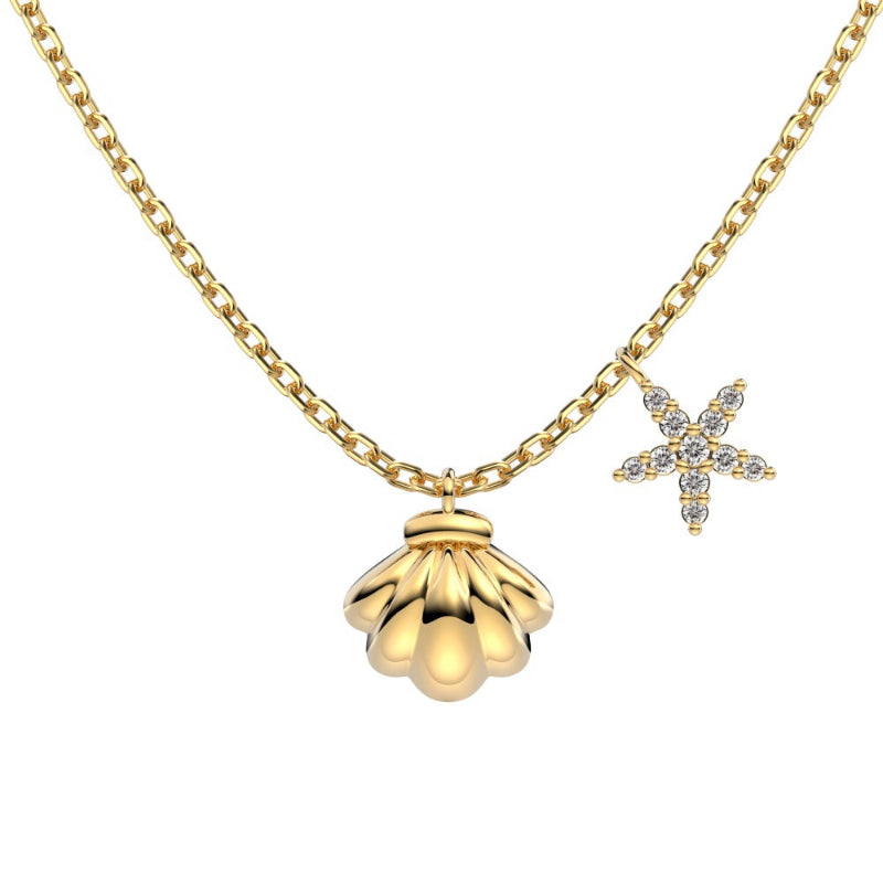 Crystal Starfish & Shell Necklace

