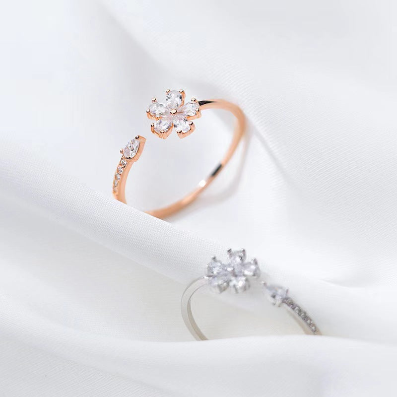 Sparkling Blossom Teardrop Ring

