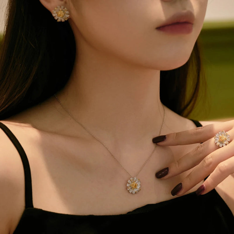 Playful Cubic Zirconia Chrysanthemum Necklace