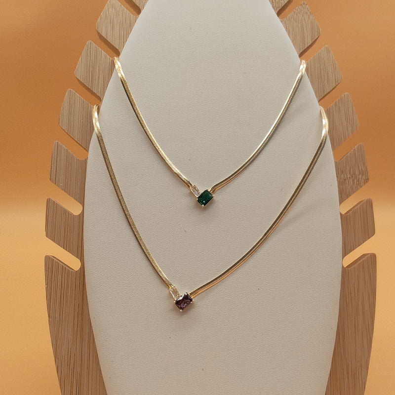 The Cleopatra Snake Chain with Emerald/Amethyst

