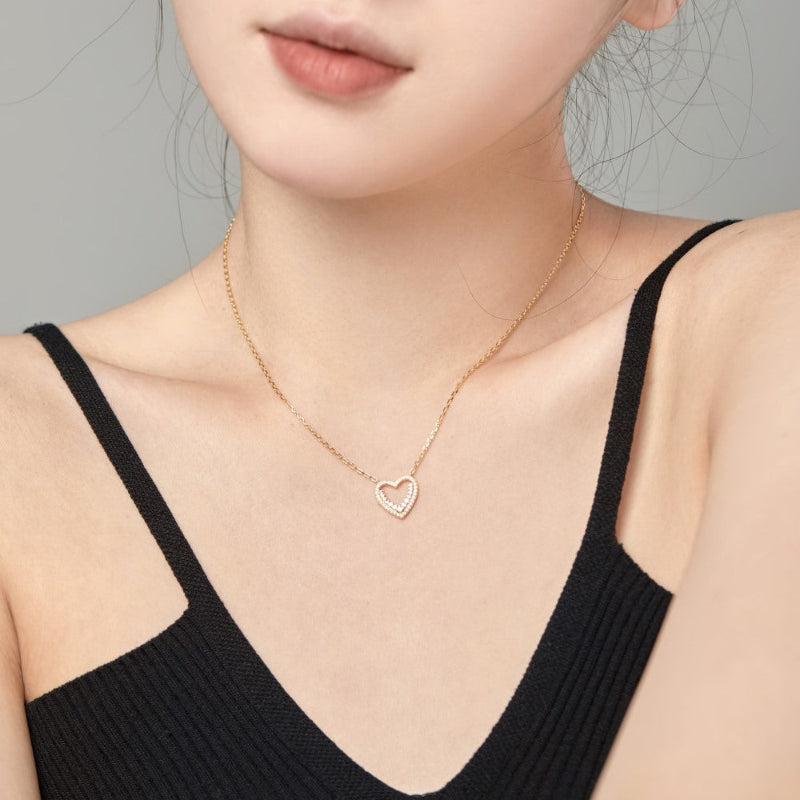 Modern Gold Heart Halo Necklace


