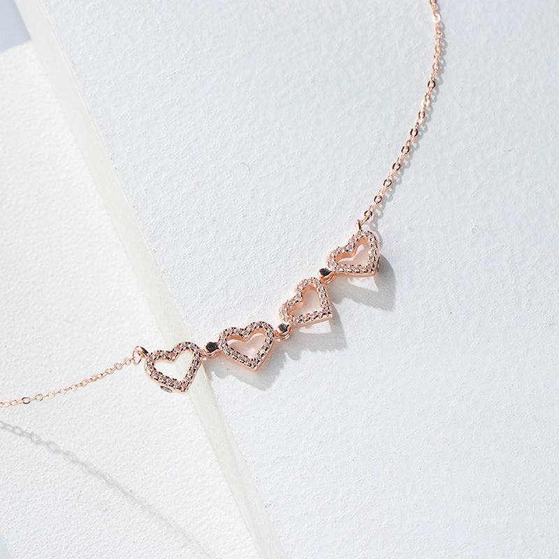 Rose Gold Heart Clover Necklace (for the bottom one)
