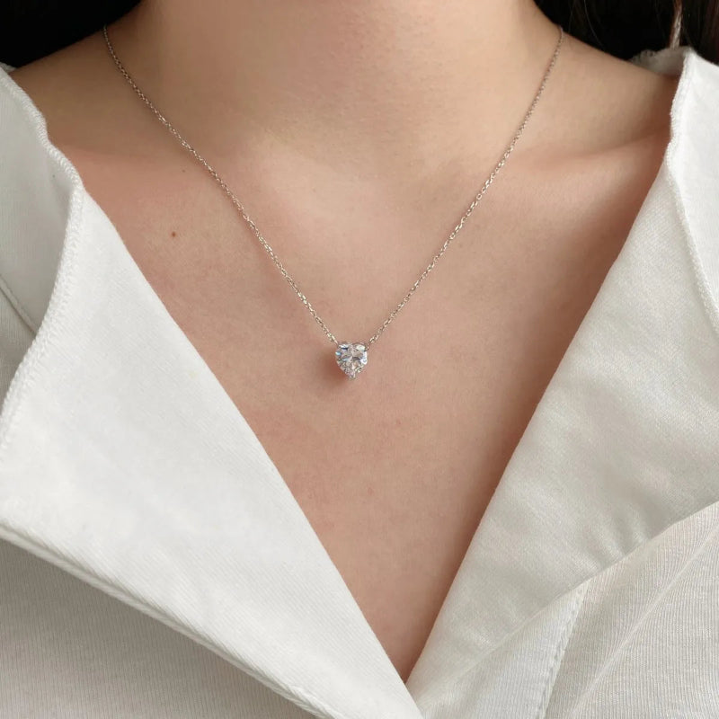 Minimalist Rhodium Heart Necklace