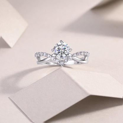 Sterling Silver Moissanite Wishbone Ring

