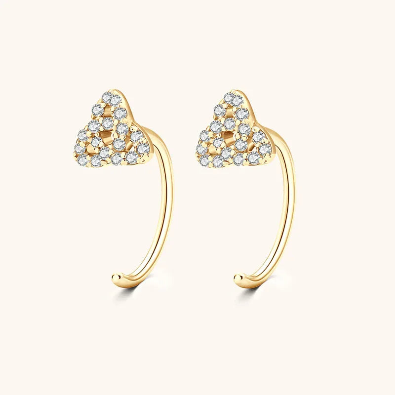 Heart-Shaped Moissanite Ear Cuffs - JIMMY JEWELRY 01