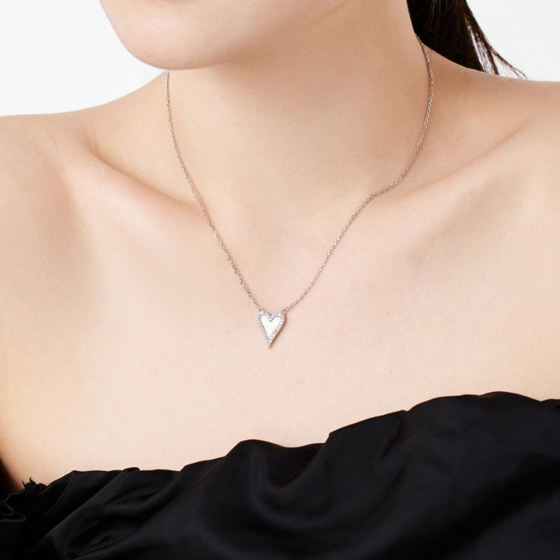 Sterling Silver White Enamel Heart Pendant

