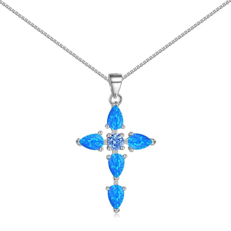 Classic Chic Opal Cross Pendant