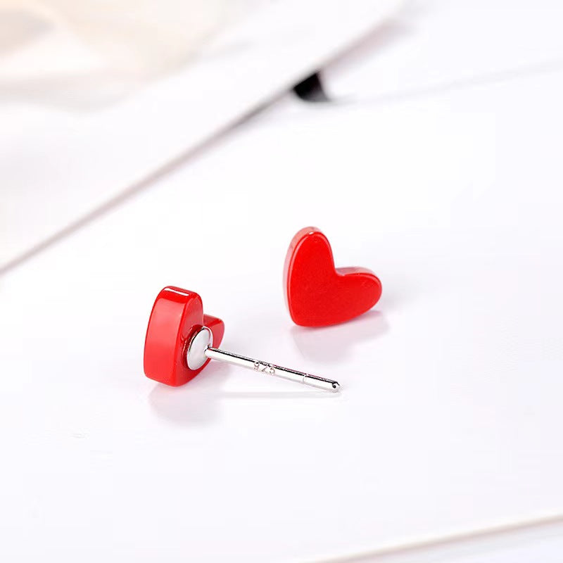 925 heart  stud earrings
