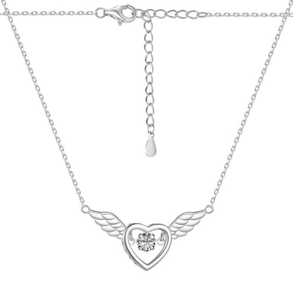 Angel Wing Heart Pendant Necklace


