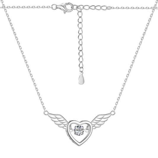 Angel Wing Heart Pendant Necklace

