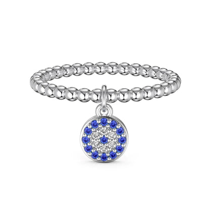 Silver Beaded Evil Eye