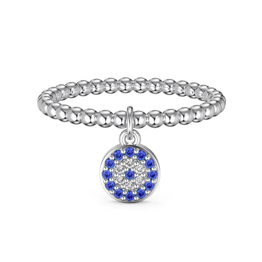 Silver Beaded Evil Eye