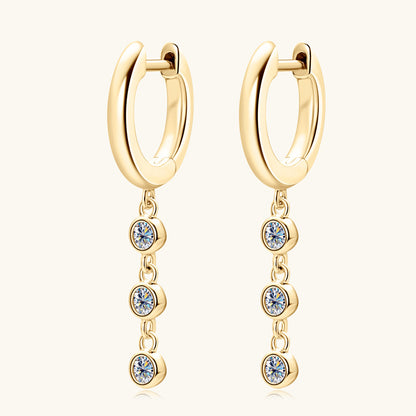 Sterling Silver Three-Stone Moissanite Dangles

