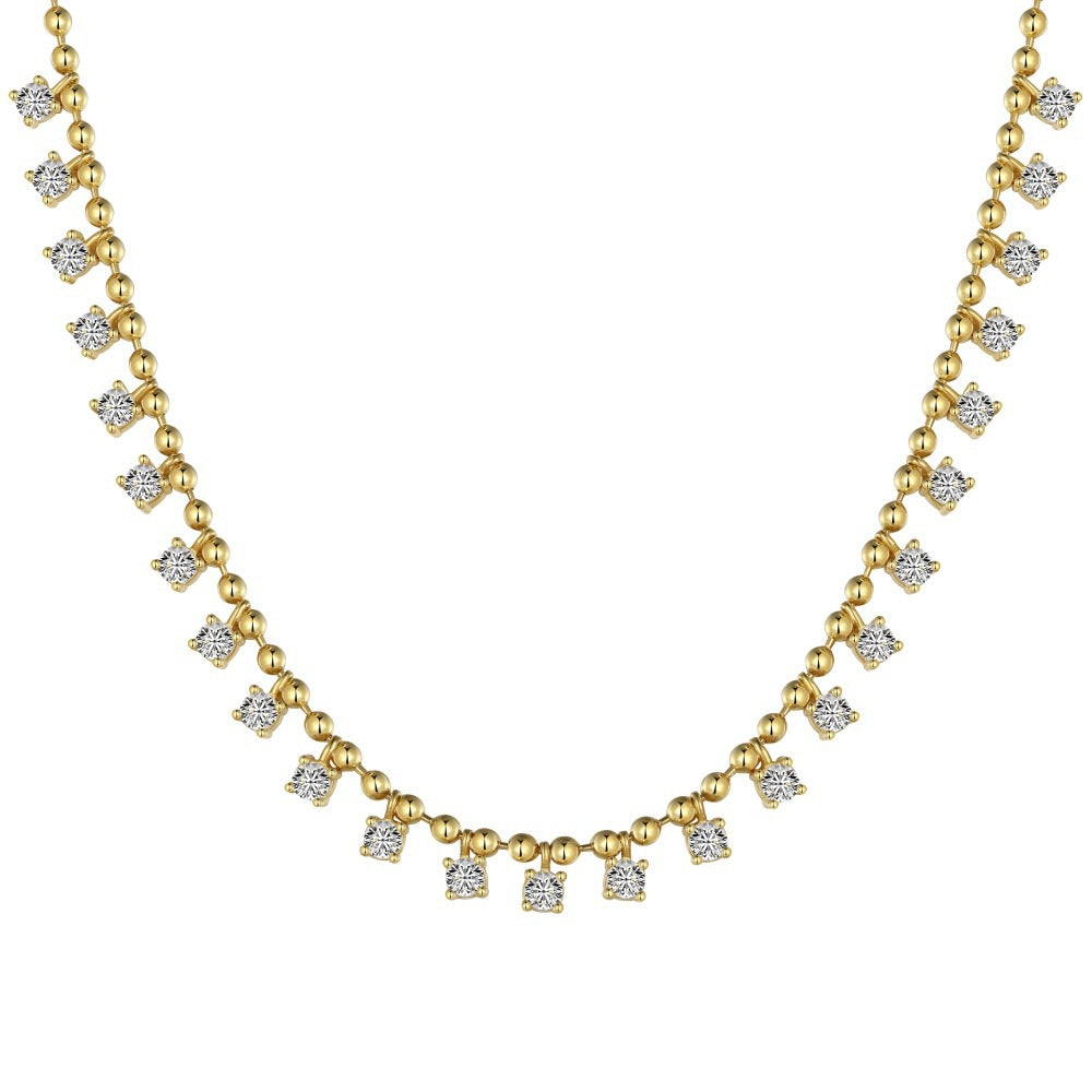 Dazzling Bead Chain Zirconia Necklace