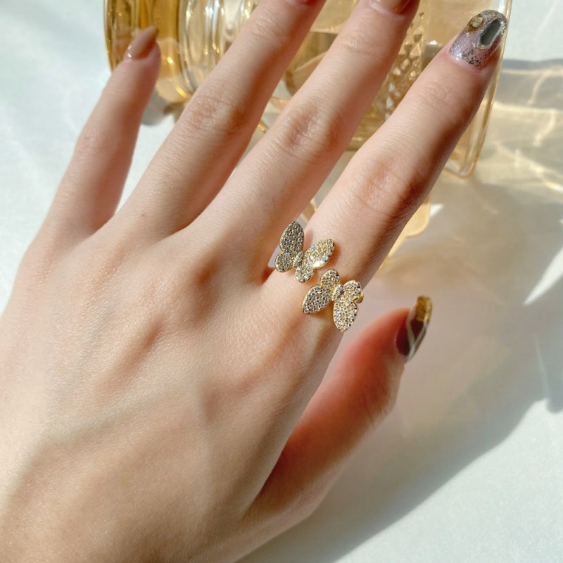Silver Butterfly Gemstone Ring

