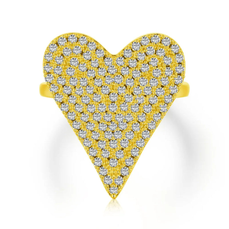 Sparkling Full Pave Heart Ring

