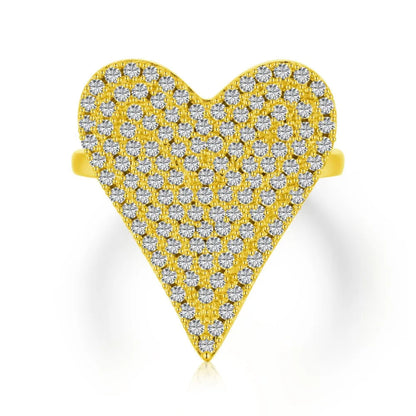 Sparkling Full Pave Heart Ring

