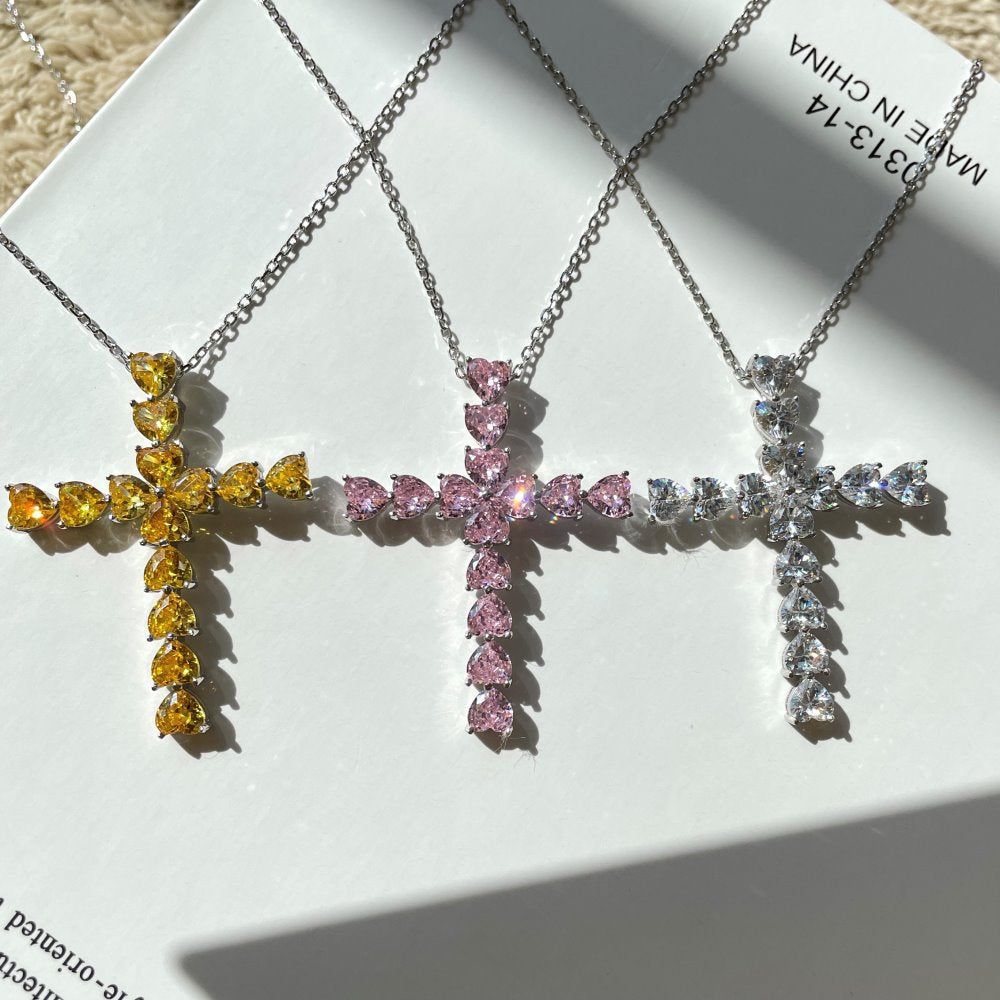 Shimmering Sterling Silver Cross Necklace