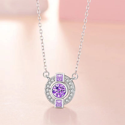 purple diamond circle necklace