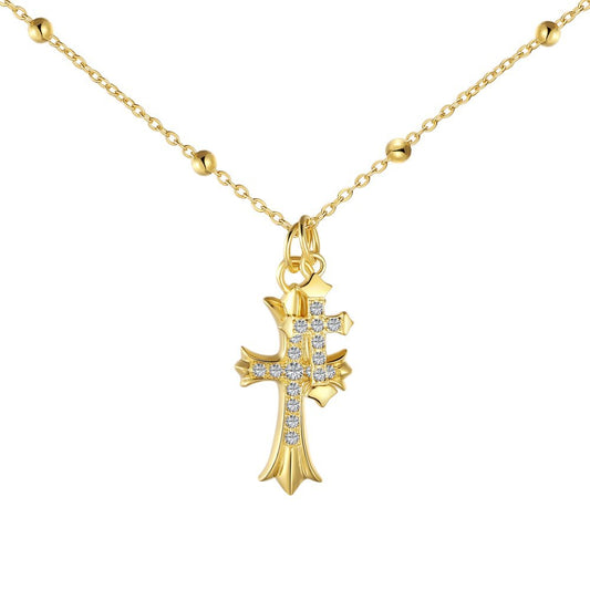 Shimmering Sterling Silver Cross Necklace