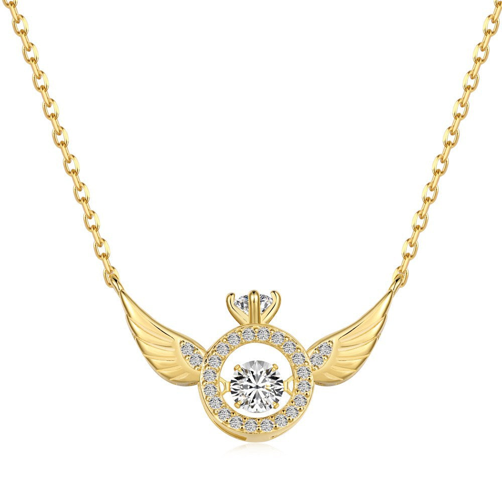 Elegant Enchanting Diamond Heart Wing Necklace