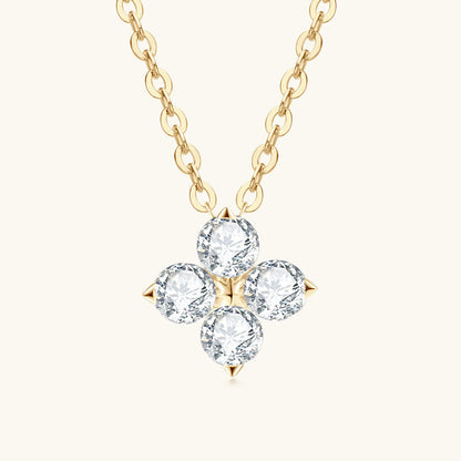 Sparkling 925 Silver Four-Leaf Moissanite Pendant

