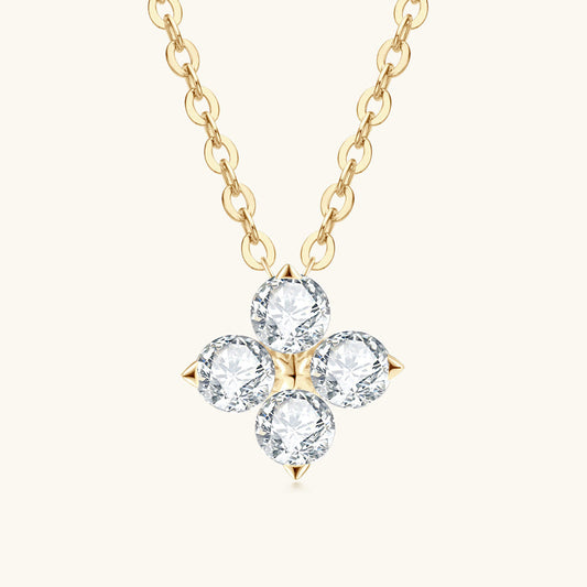 Sparkling 925 Silver Four-Leaf Moissanite Pendant

