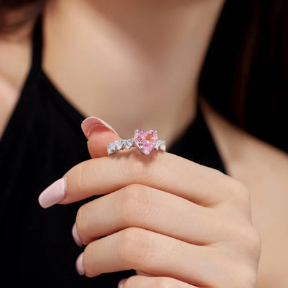 White Gemstone Heart Ring

